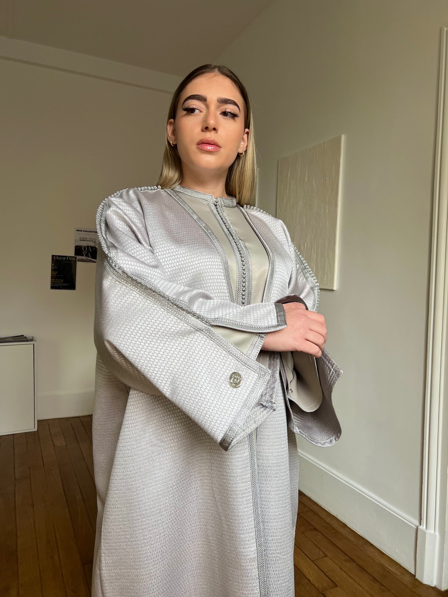 Kimono en brocard - gris