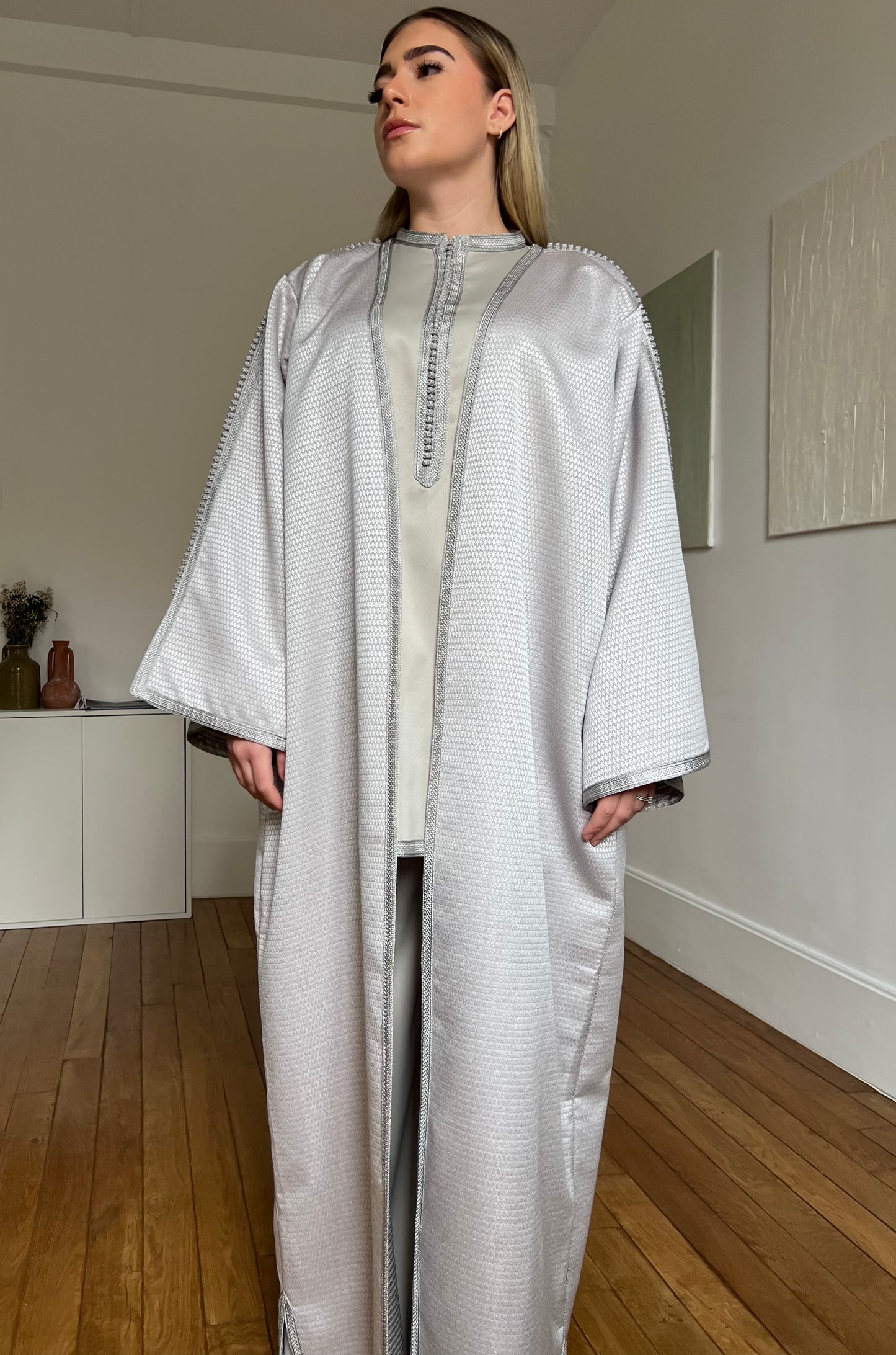 Kimono en brocard - gris
