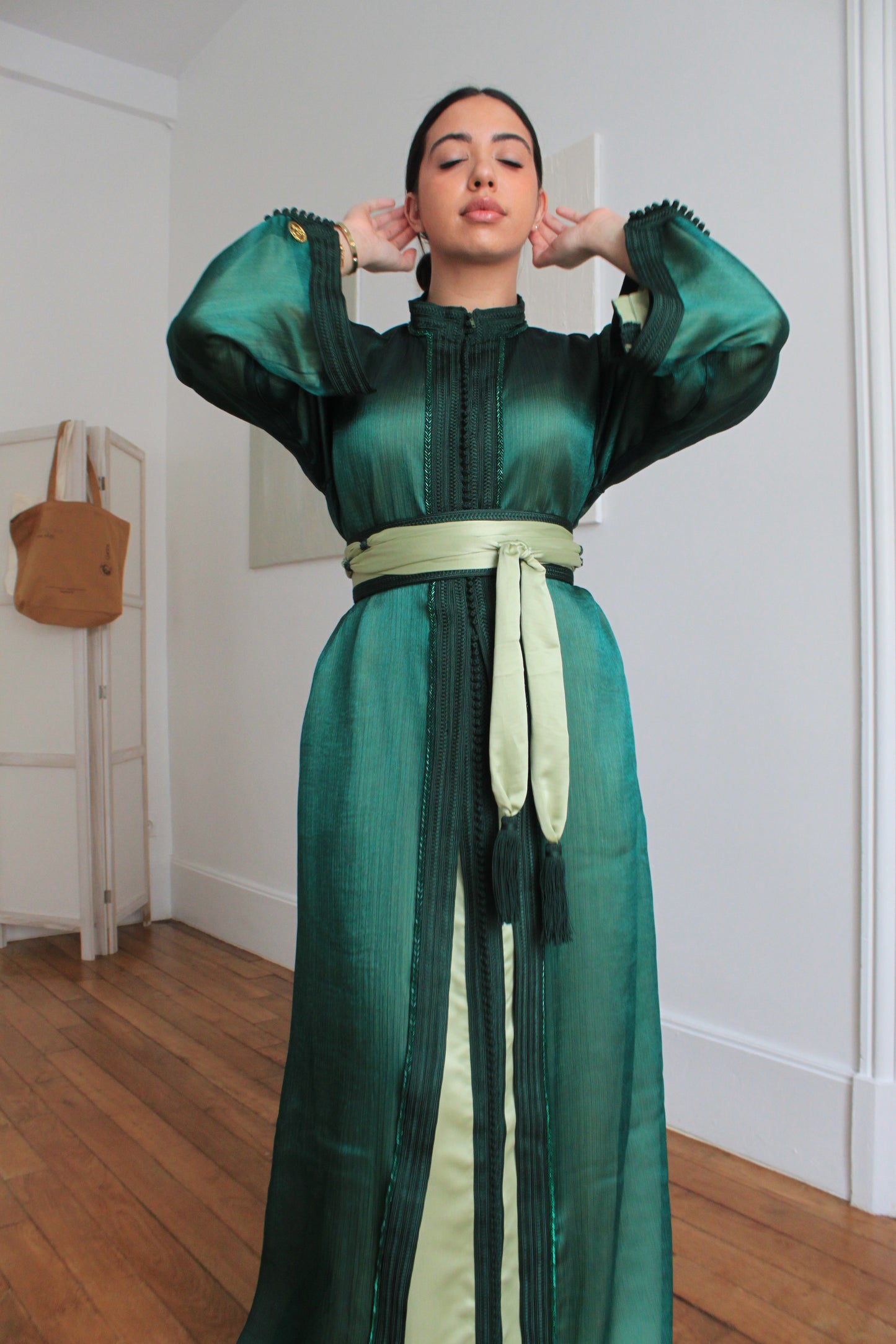 Takchita mousseline de soie - vert