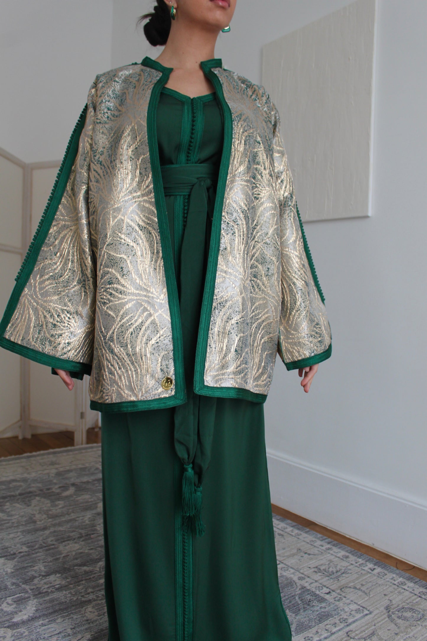 Caftan avec kimono court - vert