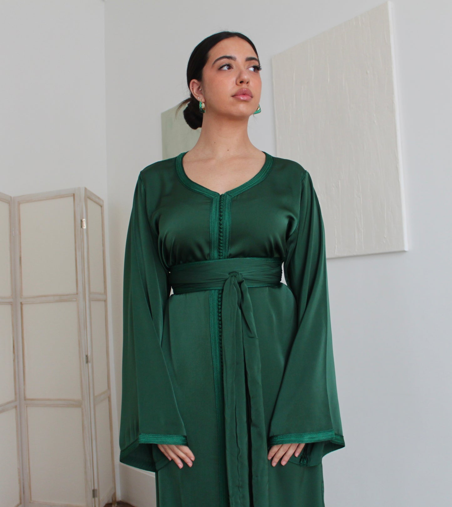Caftan avec kimono court - vert