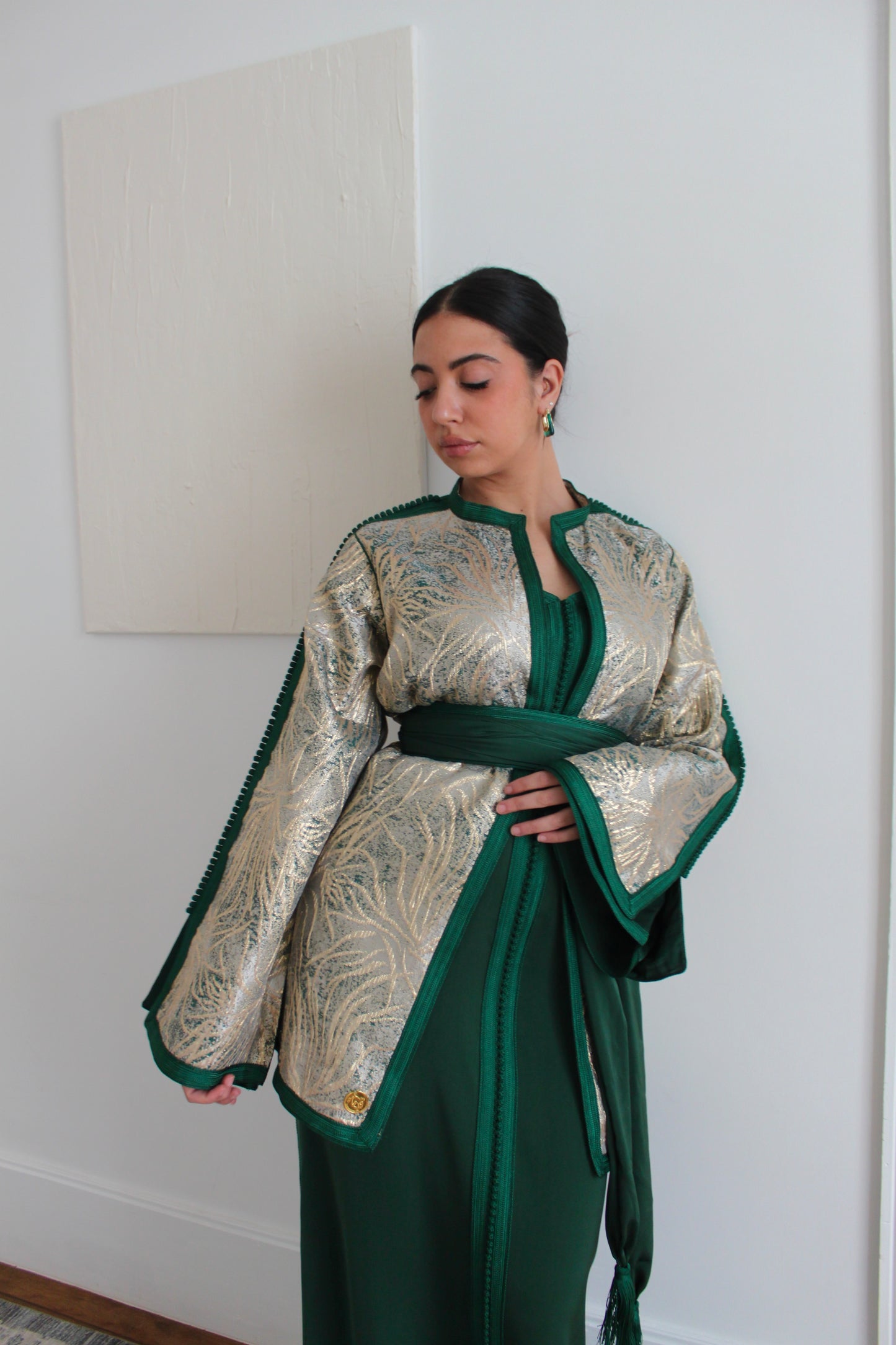 Caftan avec kimono court - vert