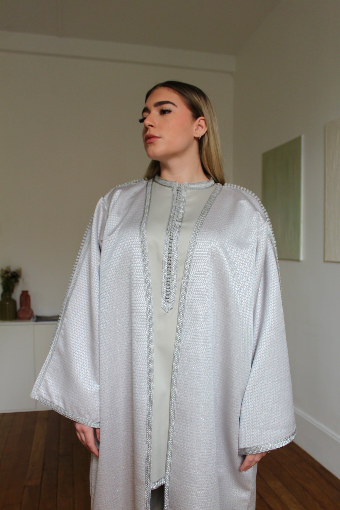 Kimono en brocard - gris