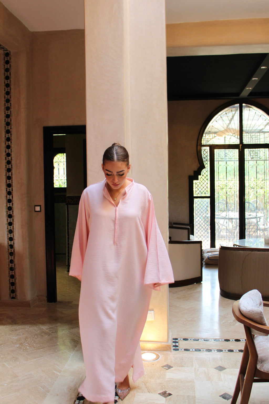 THE ESSENTIAL GANDOURA - lineen (baby pink)