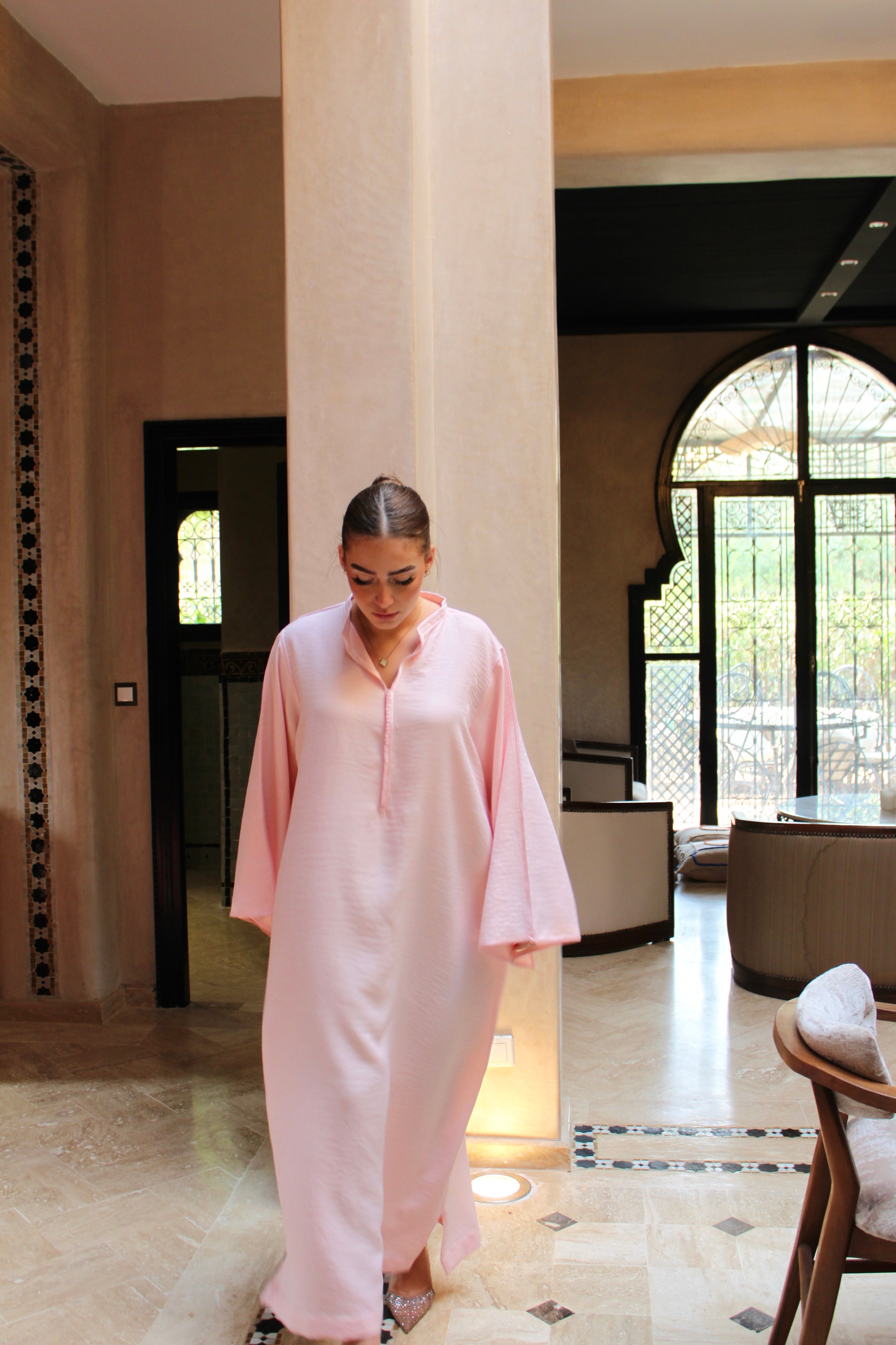 THE ESSENTIAL GANDOURA - lineen (baby pink)