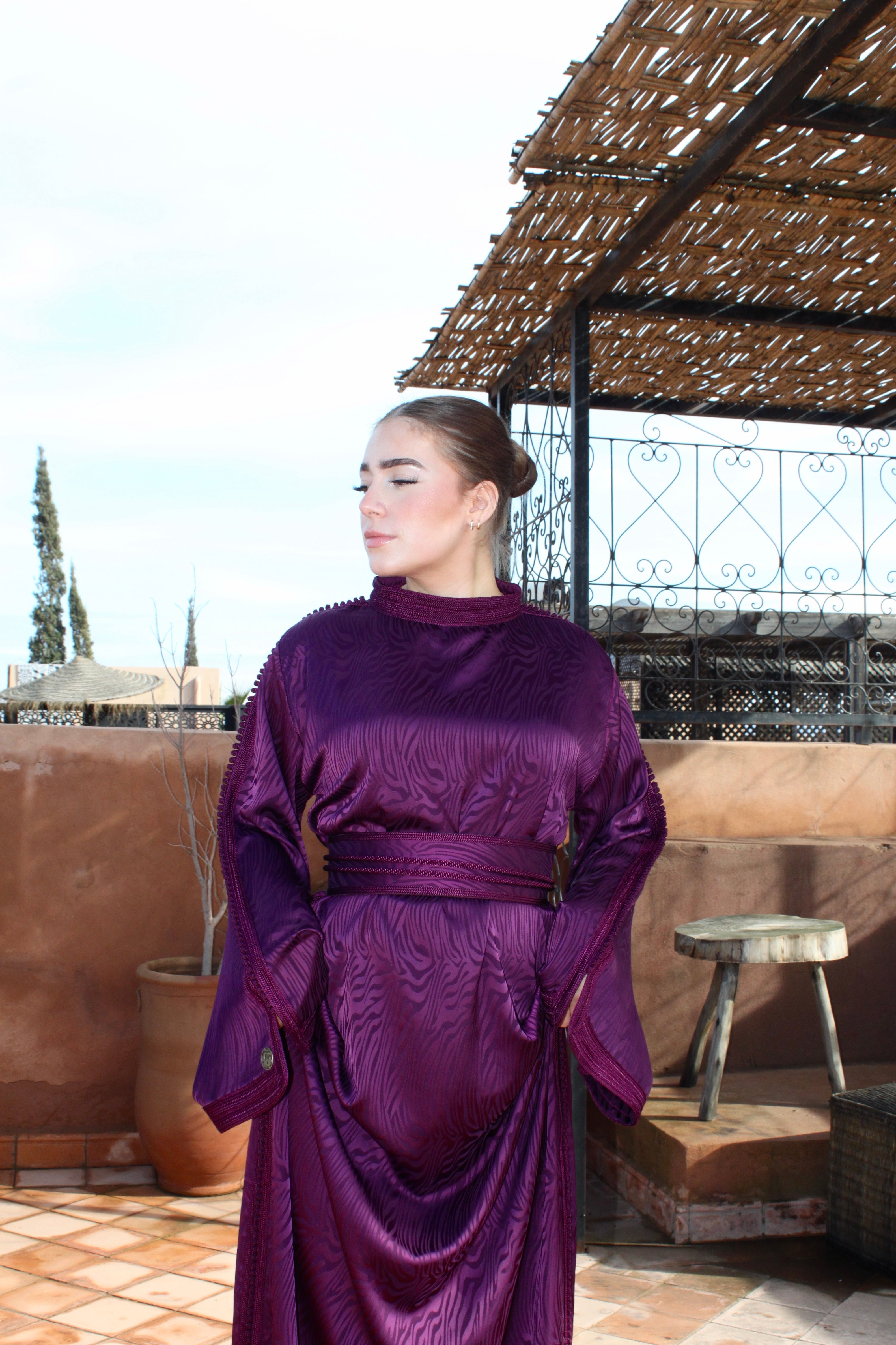 Caftan en jacquard - antique purple
