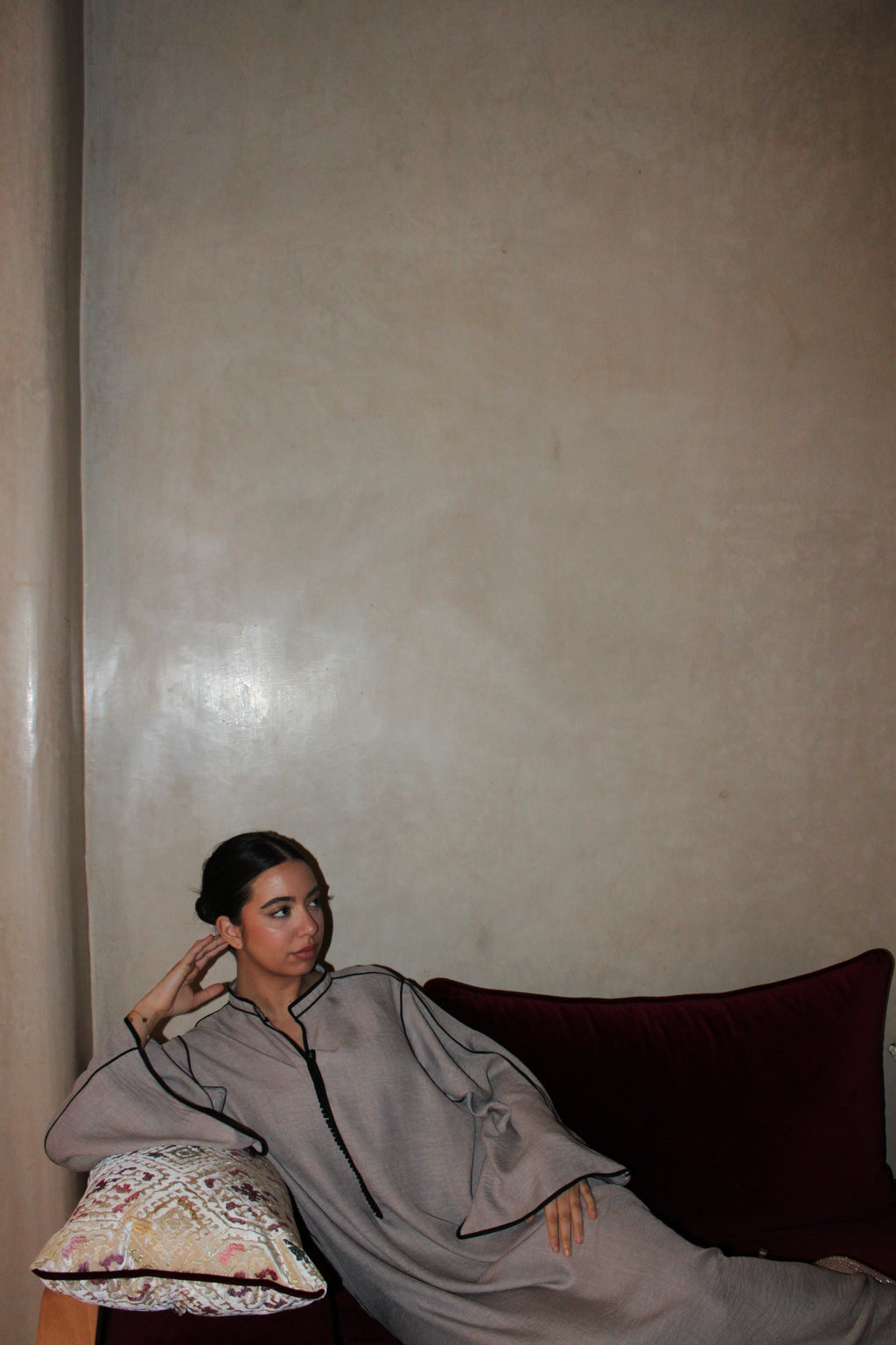 THE ESSENTIAL GANDOURA - lineen (taupe grey)