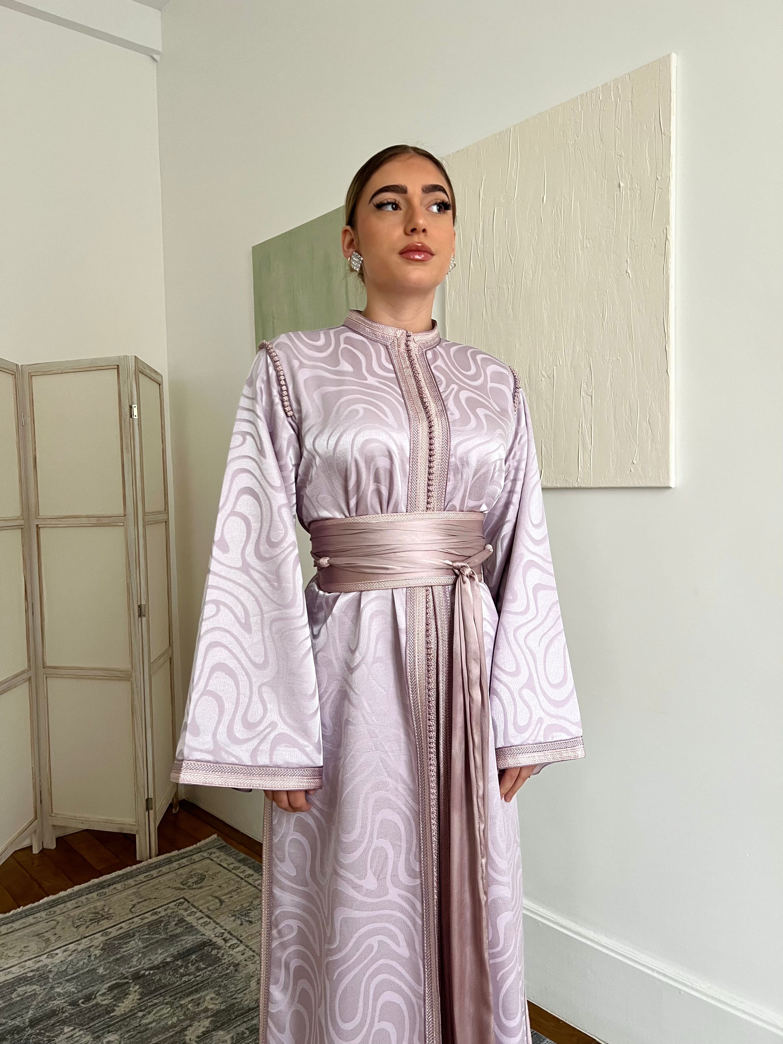 Caftan deux pièces en jacquard - lavande