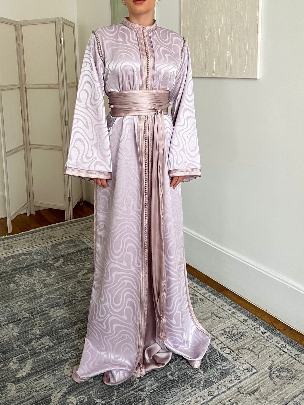 Caftan deux pièces en jacquard - lavande