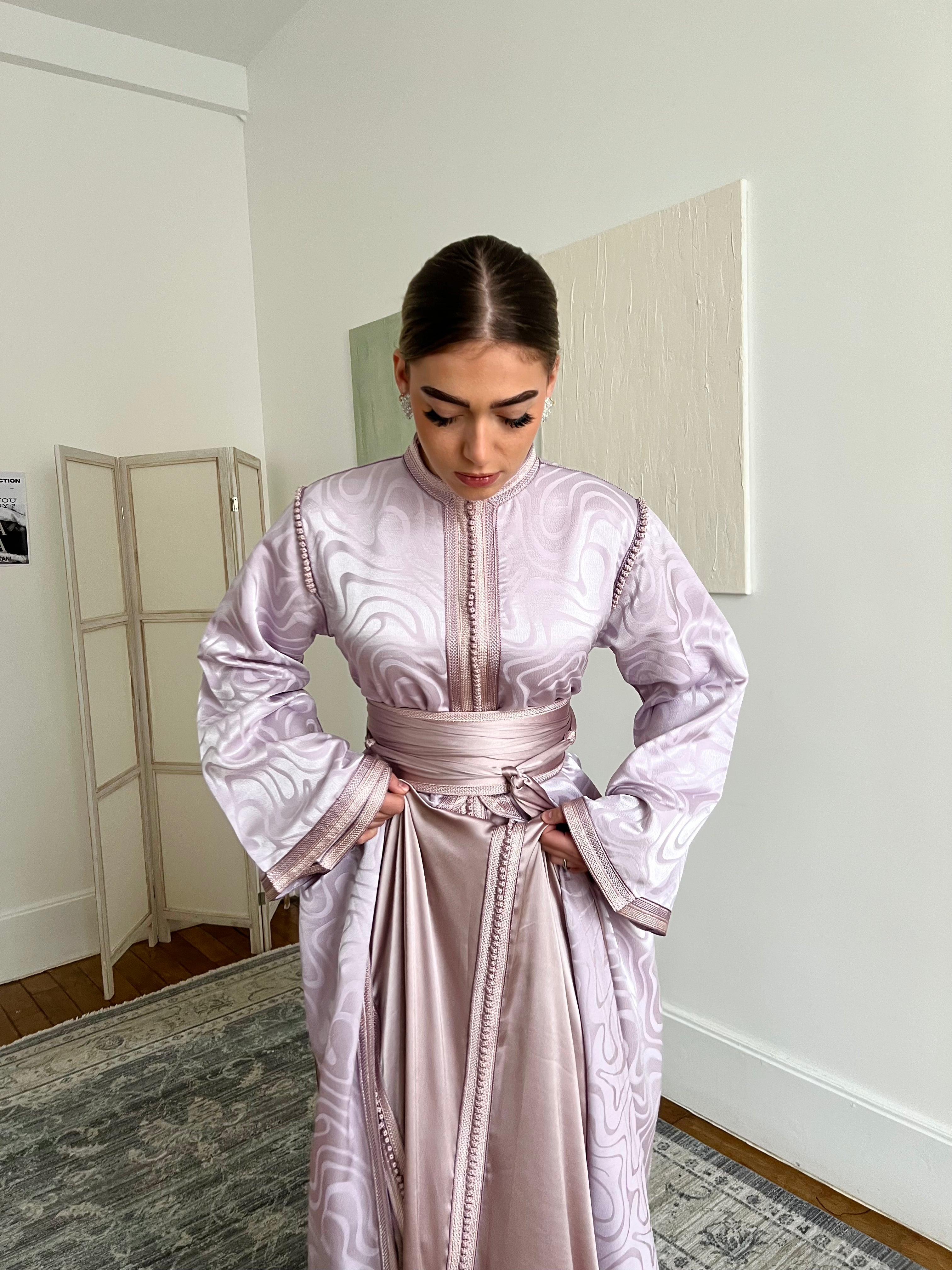 Caftan deux pièces en jacquard - lavande