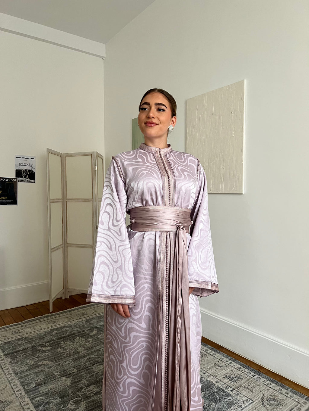 Caftan deux pièces en jacquard - lavande