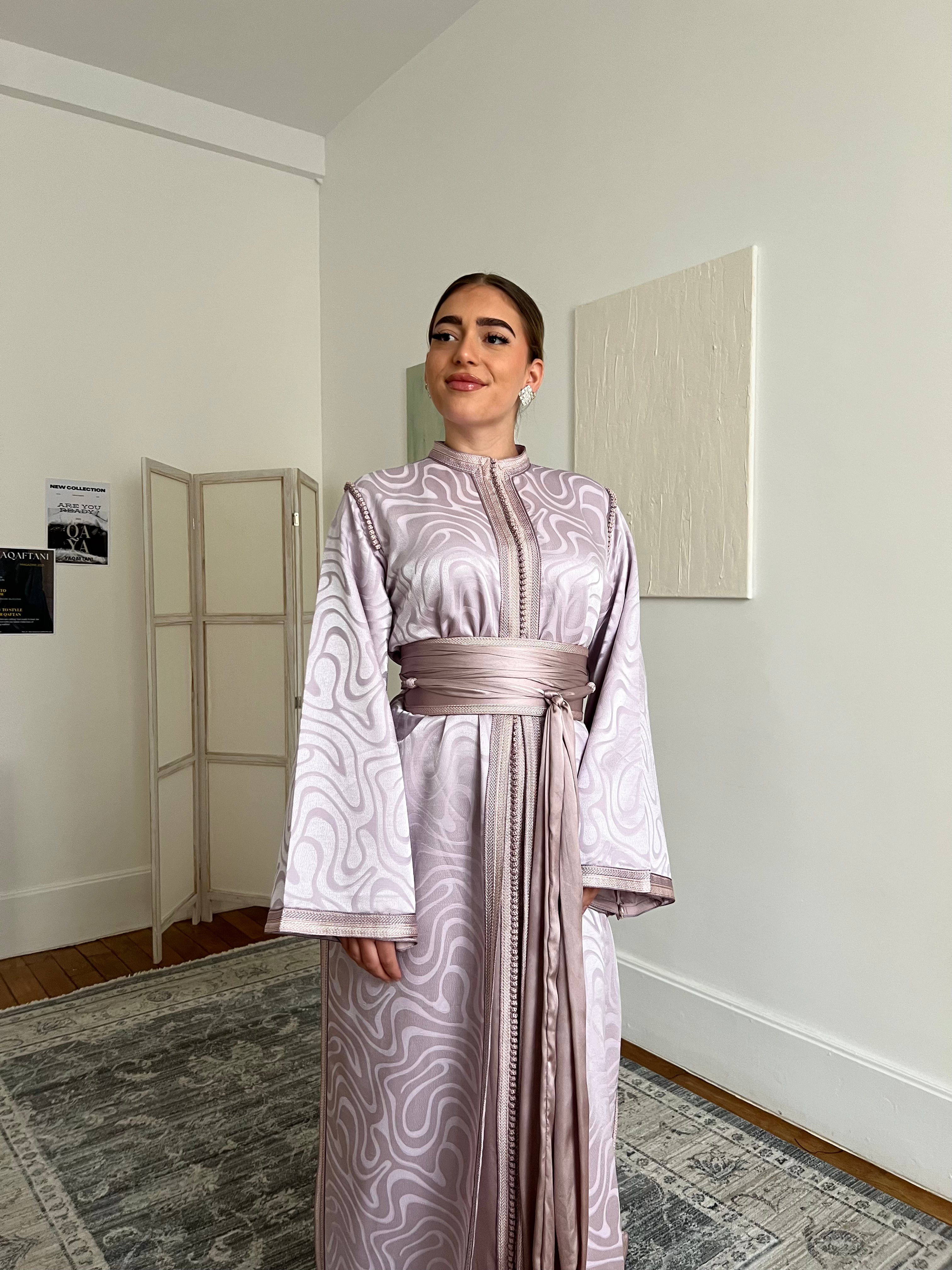 Caftan deux pièces en jacquard - lavande