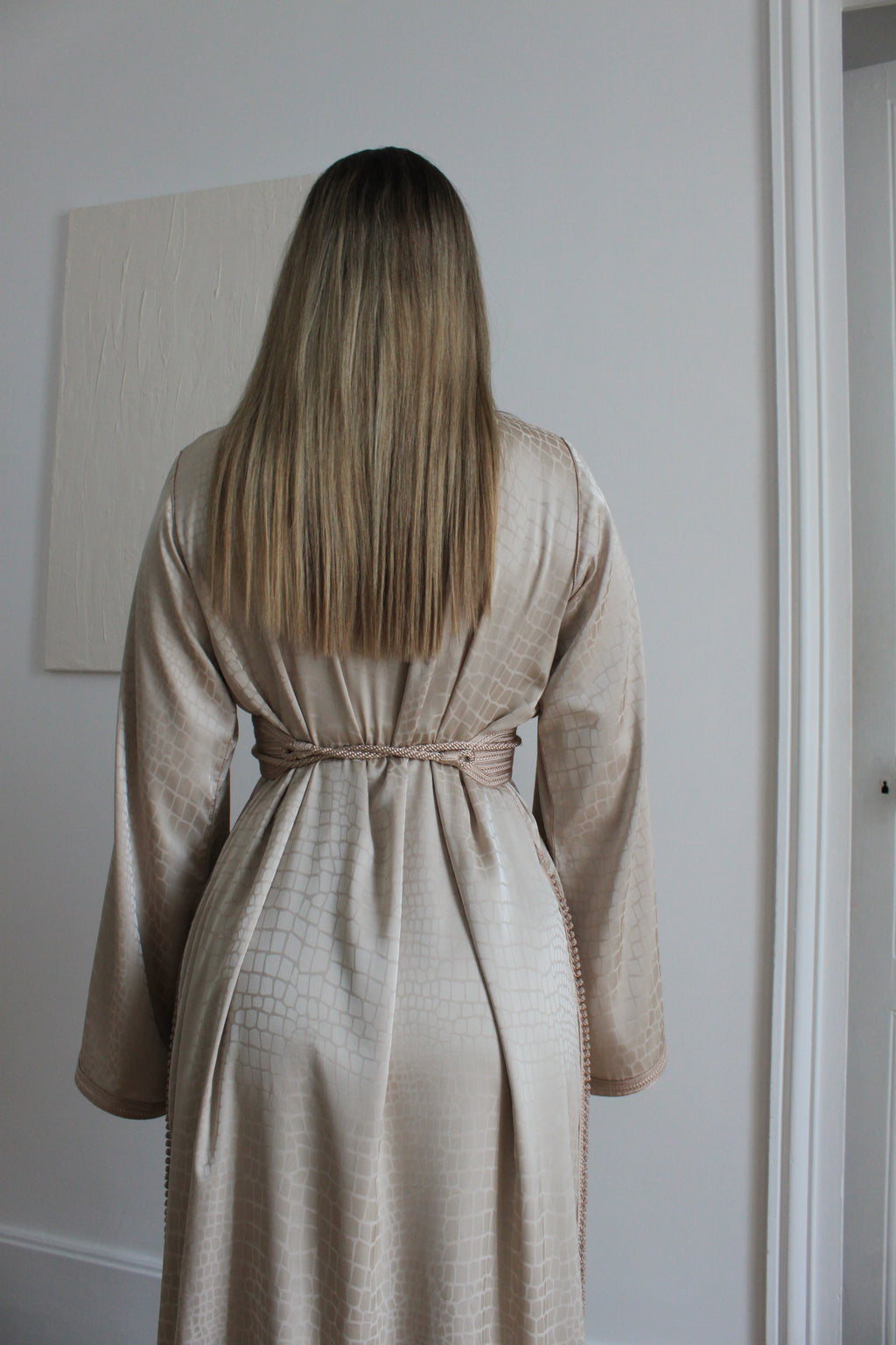 Caftan doublé en soie - nude