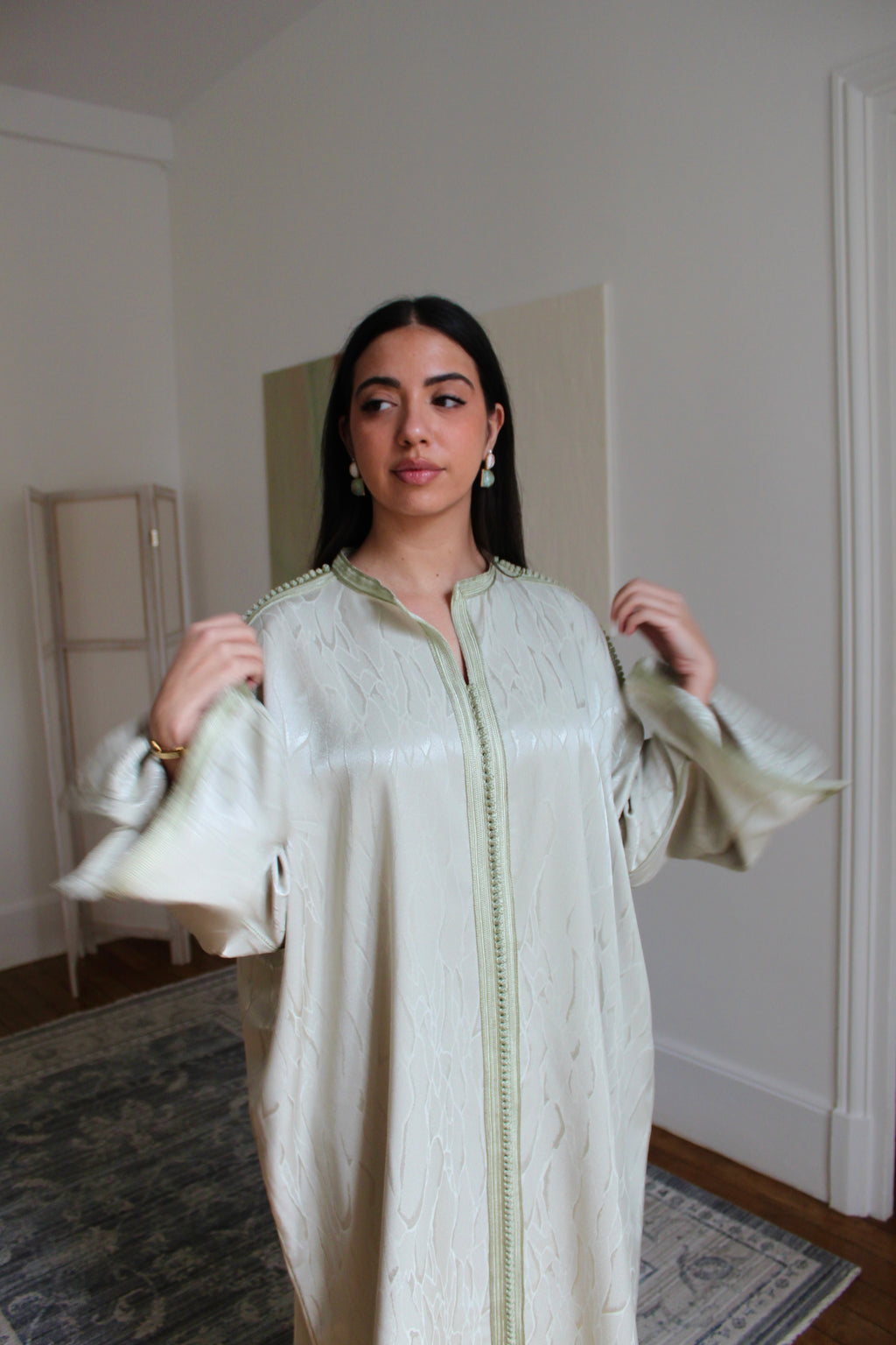 Caftan oversized - vert sauge