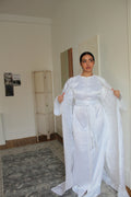 Caftan avec son kimono en brocard - blanc