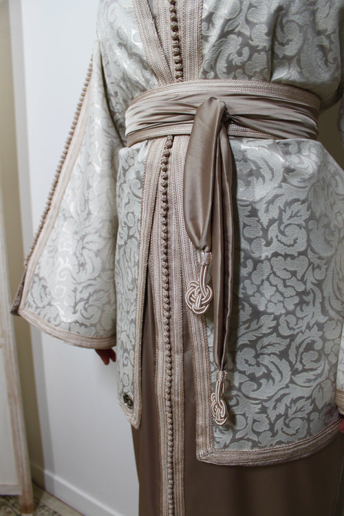 Caftan avec kimono court - IVOIRE/NUDE