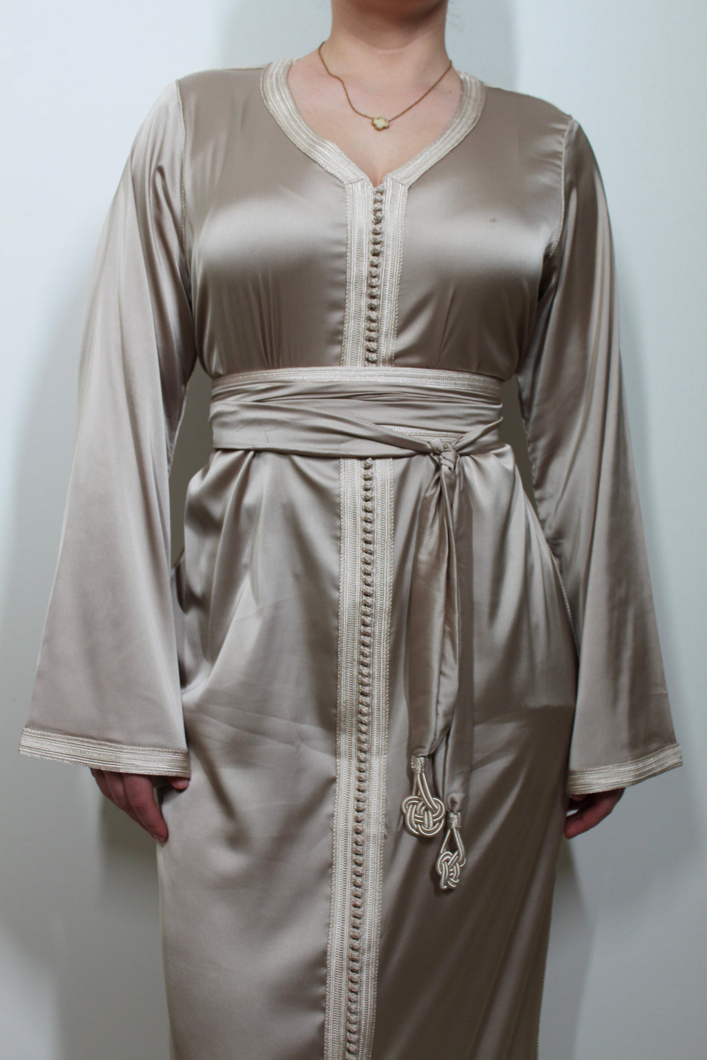 Caftan avec kimono court - IVOIRE/NUDE