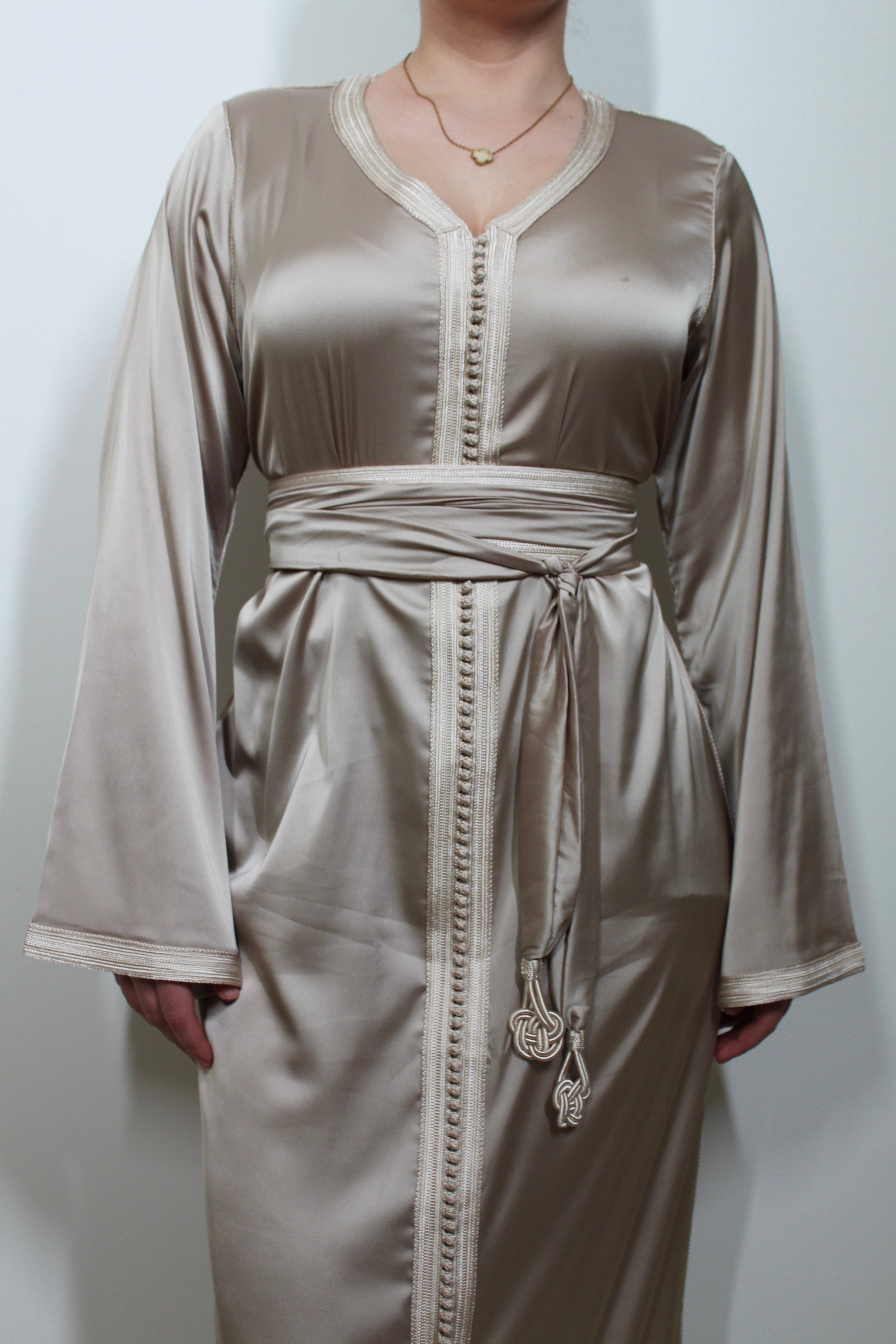 Caftan avec kimono court - IVOIRE/NUDE