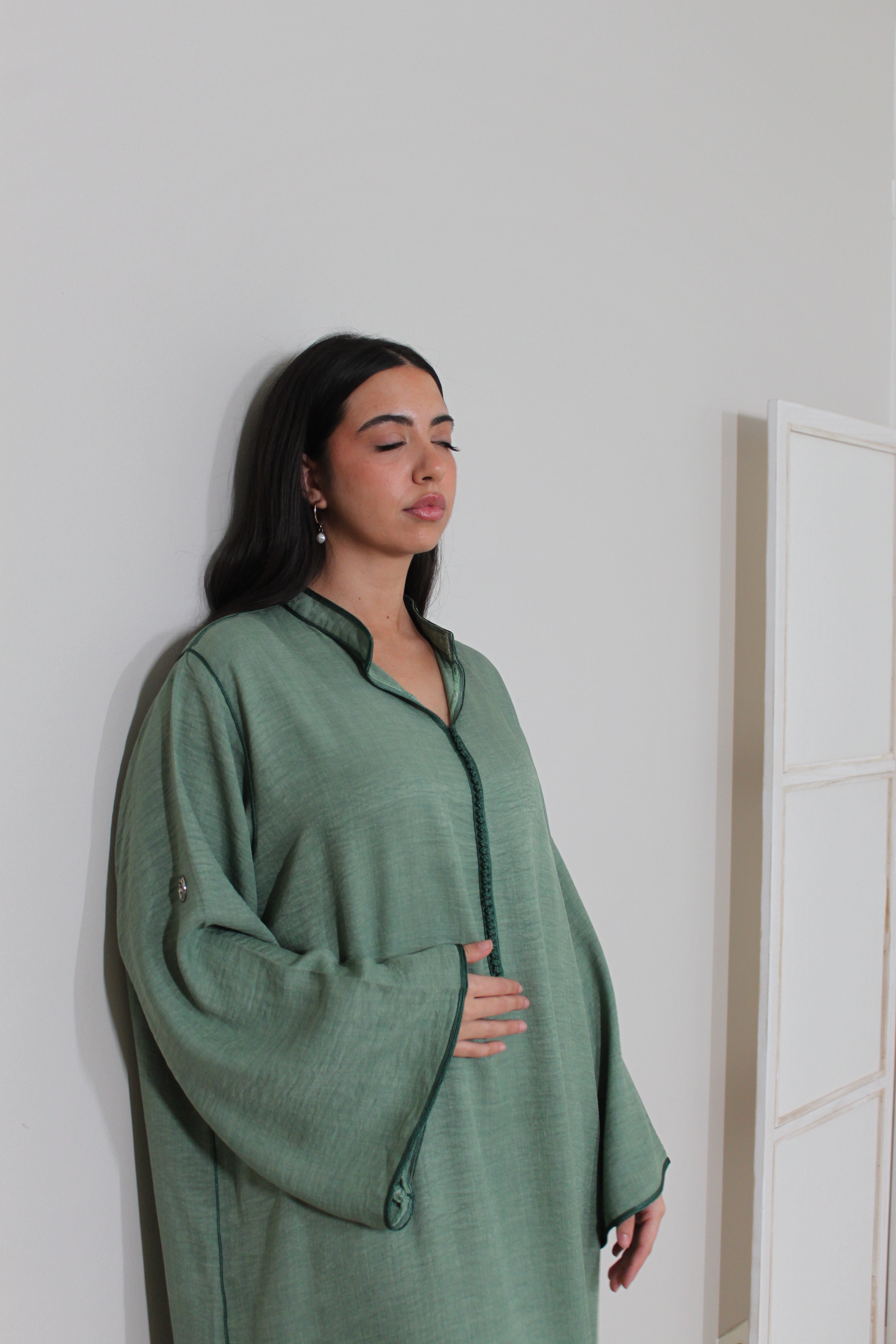 THE ESSENTIAL GANDOURA - lineen (soft green)