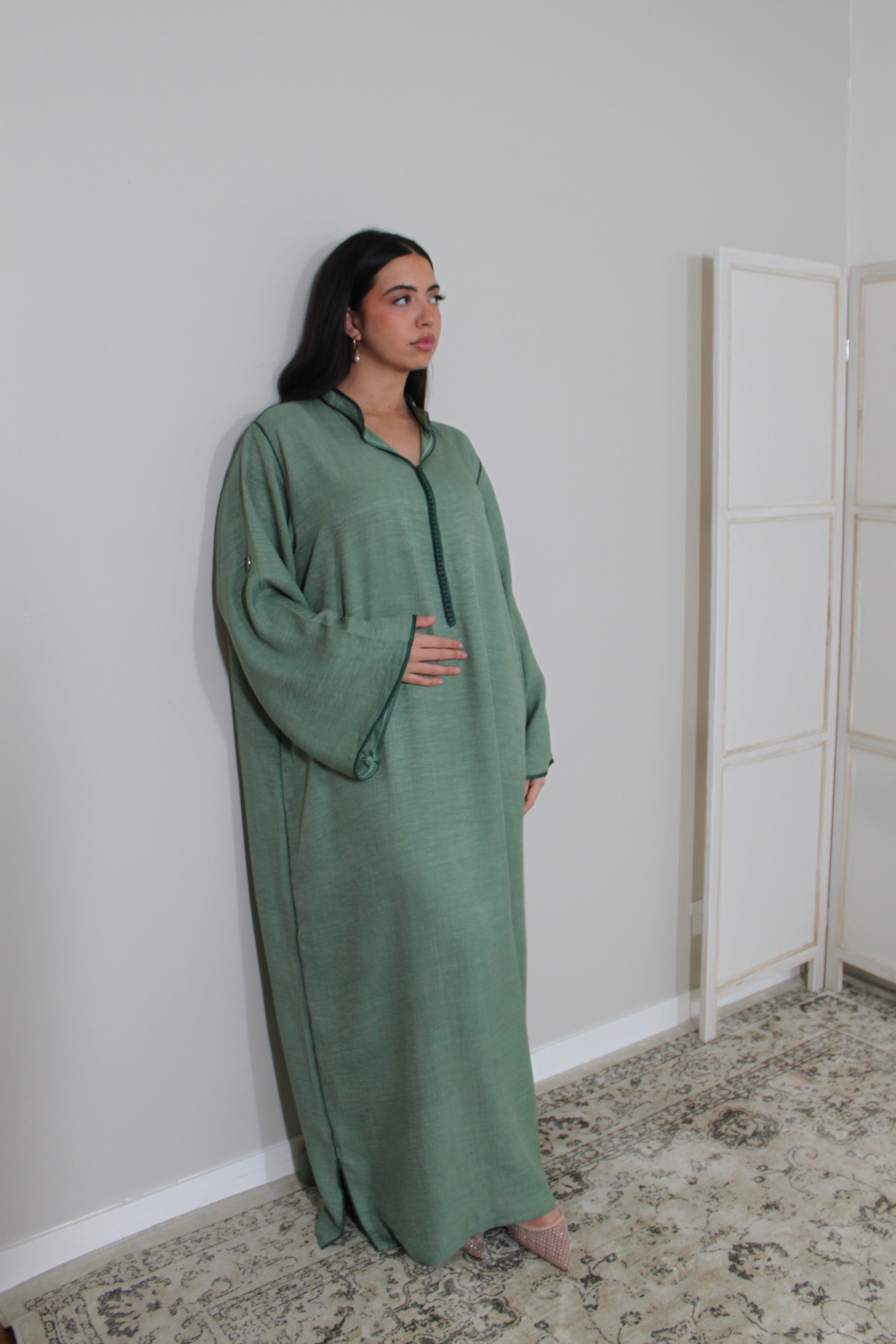 THE ESSENTIAL GANDOURA - lineen (soft green)