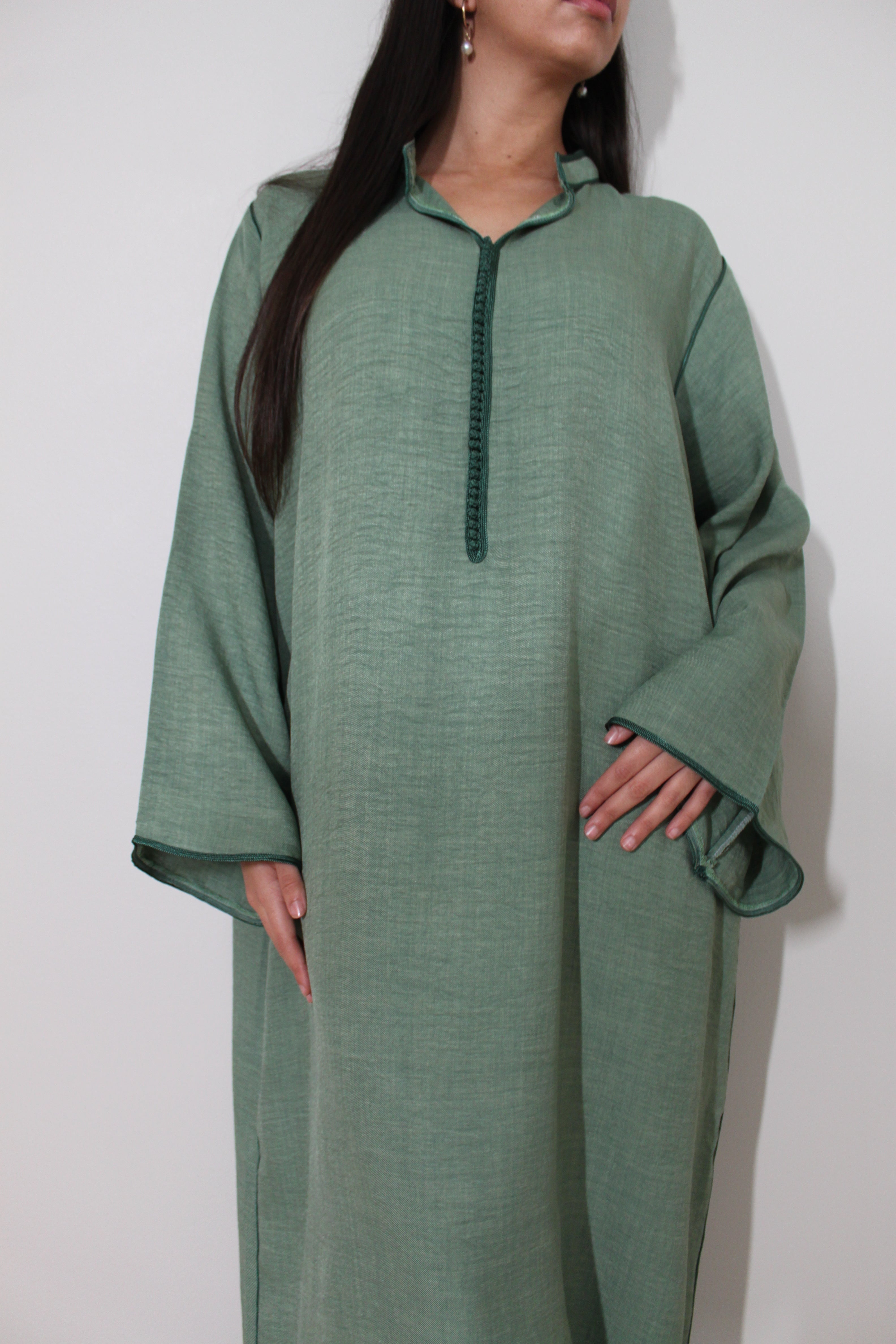 THE ESSENTIAL GANDOURA - lineen (soft green)