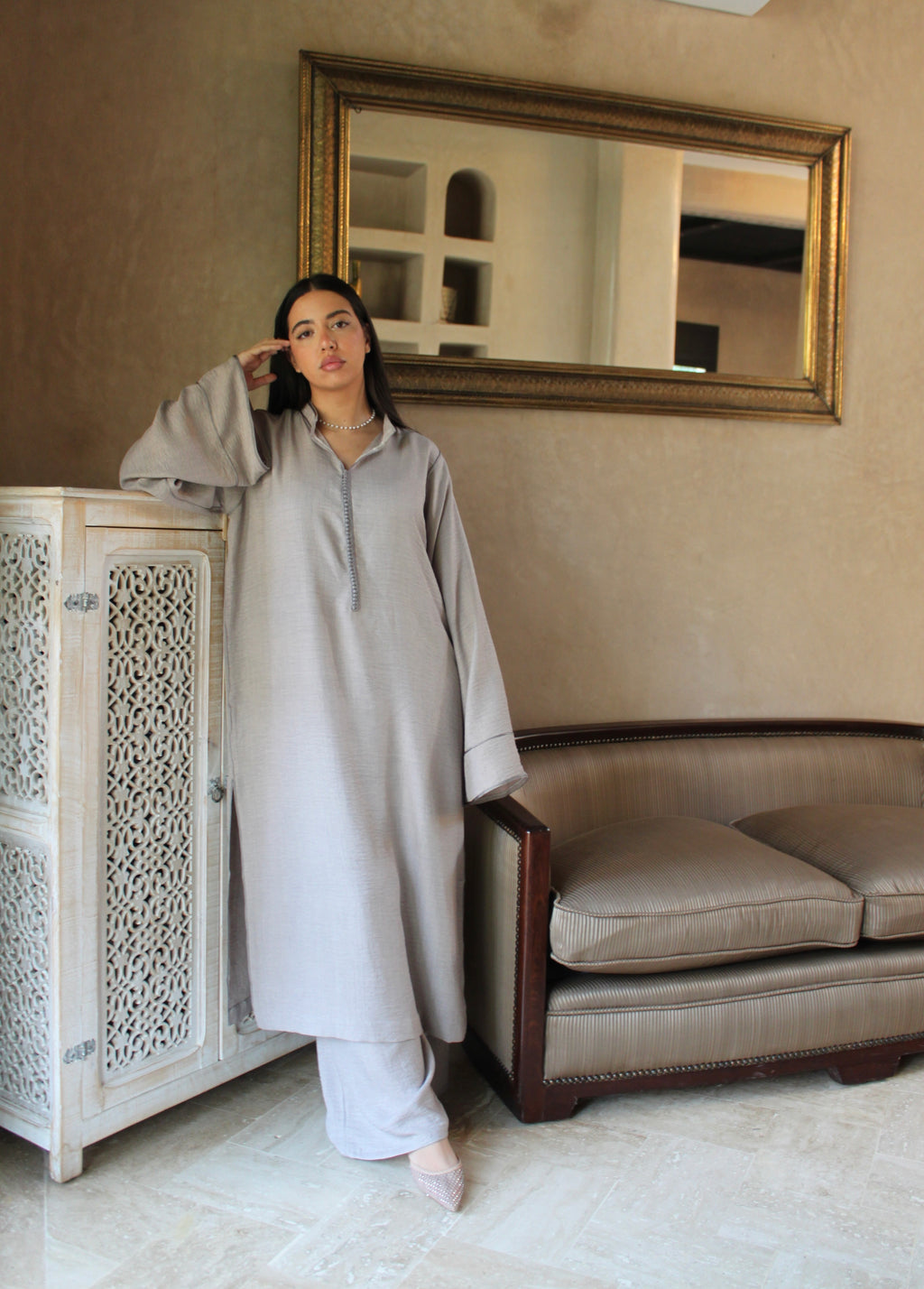 THE LINE LINEEN - taupe grey